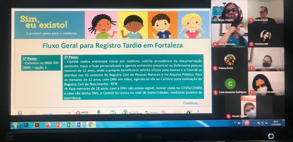 tela de computador, mostrando uma videoconferência